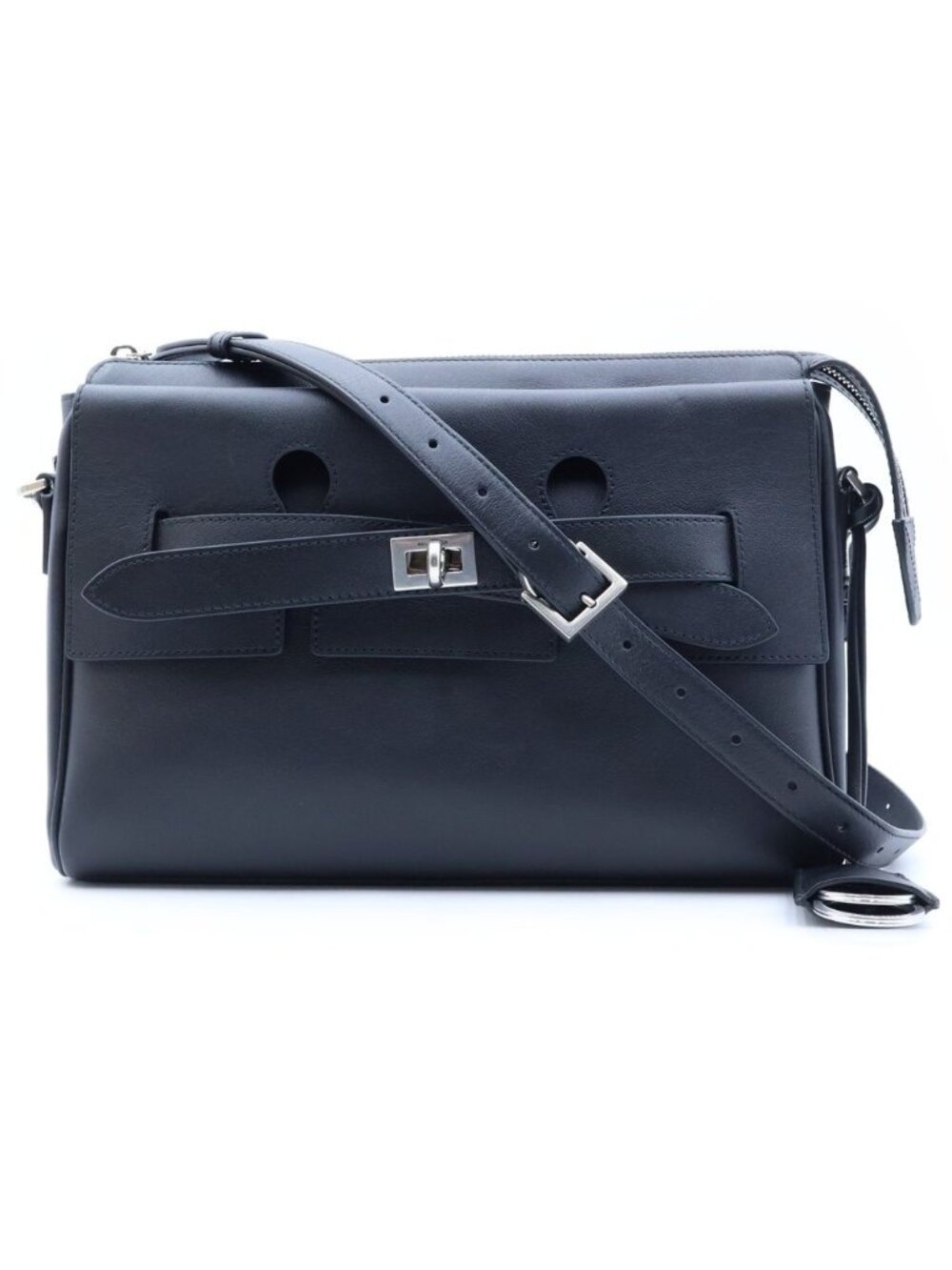 Balenciaga Bel Air Zip Leather Messenger Bag Black